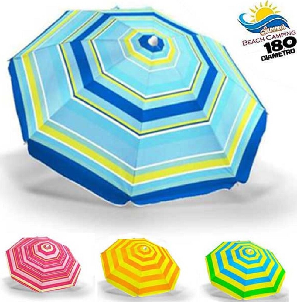 OMBRELLONE MARE 180CM CON SACCA E PALO CON TRIVELLA IN TNT 70GR ANTIVENTO UV