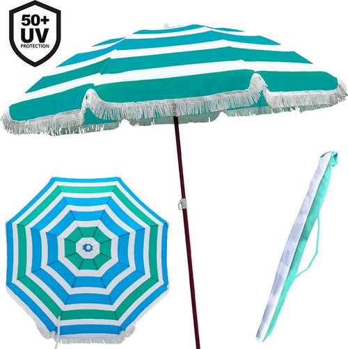 Ombrellone Mare Spiaggia Giardino Acciaio 180cm Con Frange E Palo Effetto Legno Giardino e giardinaggio/Arredamento da giardino e accessori/Ombrelloni tende e tettucci parasole/Ombrelloni Trade Shop italia - Napoli, Commerciovirtuoso.it