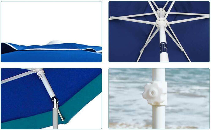 Ombrellone-Mare-Spiaggia-Giardino-Acciaio-Grande-210cm-Turchese-Blu-con-Custodia