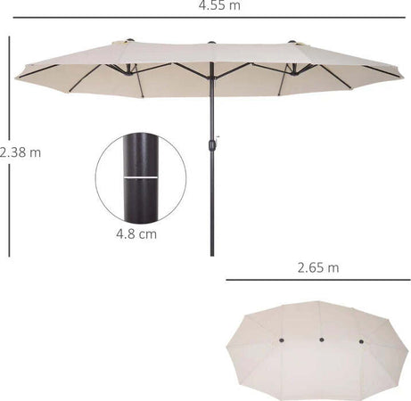 Ombrellone-Parasole-da-Giardino-e-Esterno-Doppio,-Ombrellone-Rettangolare-in-Tessuto-e-Poliestere,-4.55-x-2.4m,-Beige-84D-030V01CW