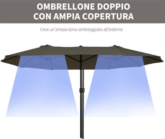Ombrellone-Parasole-da-Giardino-Esterno-Doppio,-Ombrellone-Rettangolare-in-Tessuto-e-Poliestere,-4.6-x-2.4m,-Grigio-84D-030V01GY