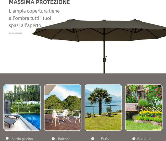 Ombrellone-Parasole-da-Giardino-Esterno-Doppio,-Ombrellone-Rettangolare-in-Tessuto-e-Poliestere,-4.6-x-2.4m,-Grigio-84D-030V01GY