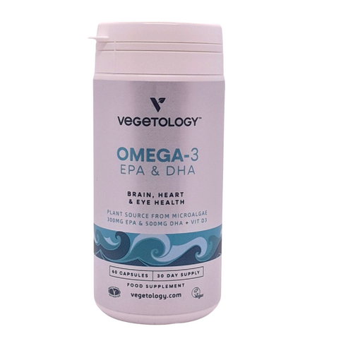 Opti3 Omega3 da alghe vegetali, vegan, senza retrogusto, 300mg EPA, 500mg DHA e 200 UI di Vitamina D3, 60 cps,