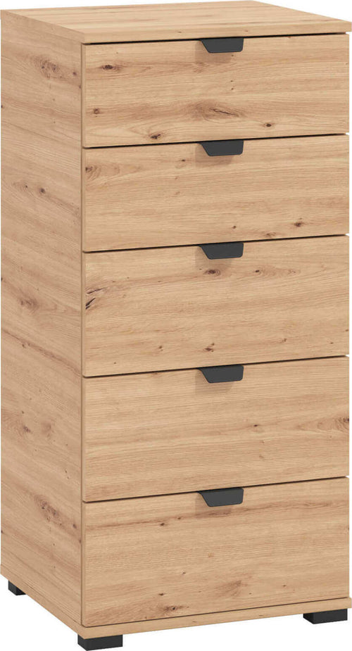 ONE---cassettiera-moderna-5-cassetti-colore-rovere-cm-45-x-40-x-95-h-Rovere-Chiaro-Milani-Home