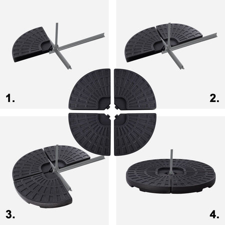 Base in plastica per ombrellone palo laterale marmette quadrate da riempire