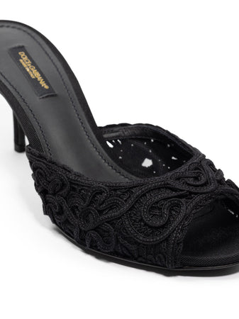 Dolce & Gabbana Ciabatta Tacco Ricamo Cordonet da donna