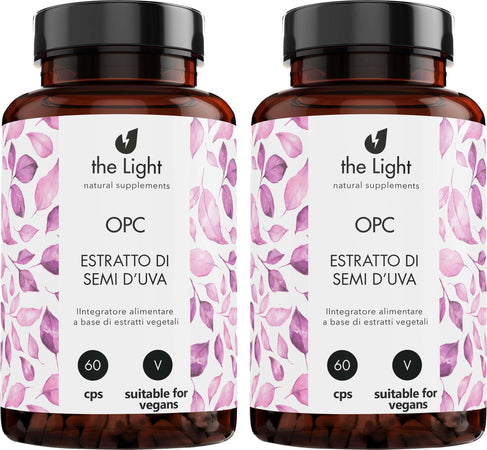 OPC Estratto Di Semi D'uva in Capsule Integratore Antiossidante Vegan Integratore Alimentare Naturale per Capillari E Circolazione Salute e cura della persona/Vitamine minerali e integratori/Antiossidanti/Polifenolo/Semi d'uva The Light Nutrition - Milano, Commerciovirtuoso.it