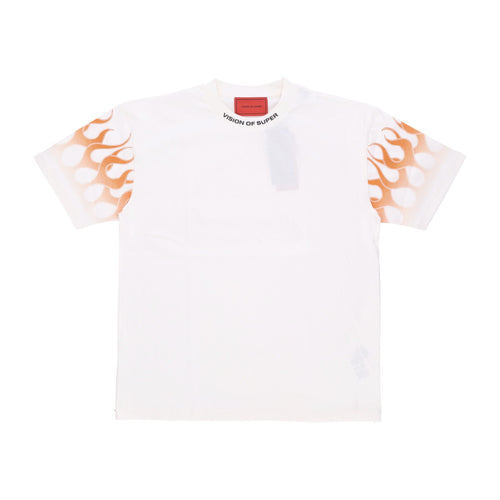 VISION OF SUPER Maglietta Uomo Flames Tee Off White/orange da uomo