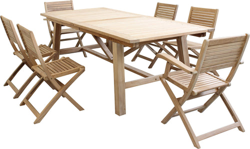 ORATOR---set-tavolo-in-teak-cm.220/300x100x77-h-con-6-sedute-Marrone-Milani-Home