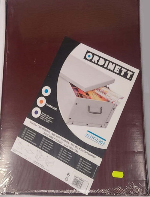ORDINETT---BOX-IN-CARTONE-47x37,5x24CM-CON-MANIGLIE-IN-PLASTICA---PER-L'ORGANIZZAZIONE-DELLA-CASA---COLORE-BORDEAUX