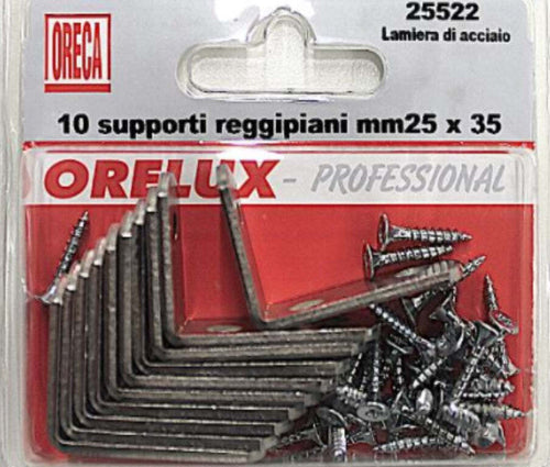 ORECA---10-SUPPORTI-REGGIPIANO-A-SQUADRA-25X35MM---LAMIERA,-ACCIAIO-NICHELATO*