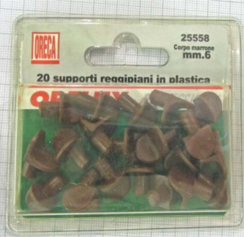 ORECA---20-SUPPORTI-REGGIPIANO-IN-PLASTICA-MARRONE,-CON-PERNO-6MM