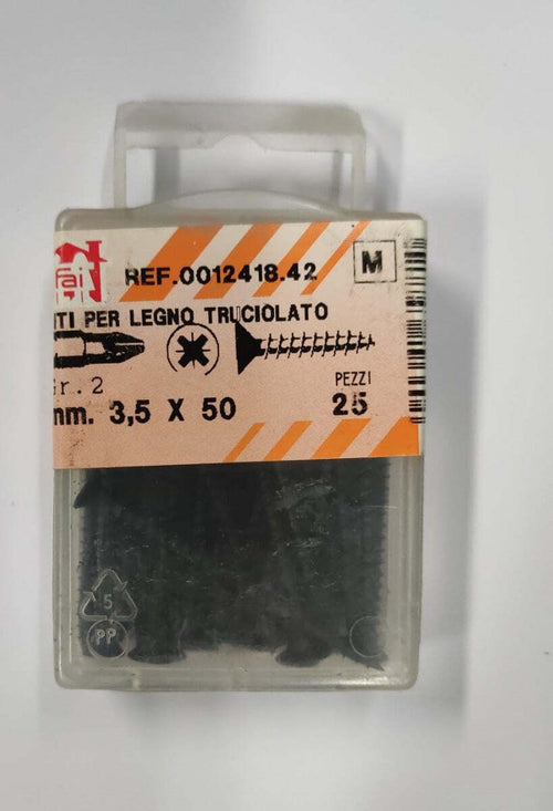 ORECA---25-VITI-PER-LEGNO-TRUCIOLATO-TESTA-PIANA-SVASATA-IMPRONTA-A-CROCE-PZ-3,5X50mm-IN-ACCIAIO-BRUNITO