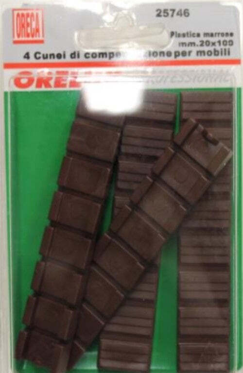 ORECA---4-CUNEI-PER-LIVELLAMENTO-MOBILI,-PLASTICA-MARRONE-20X100MM