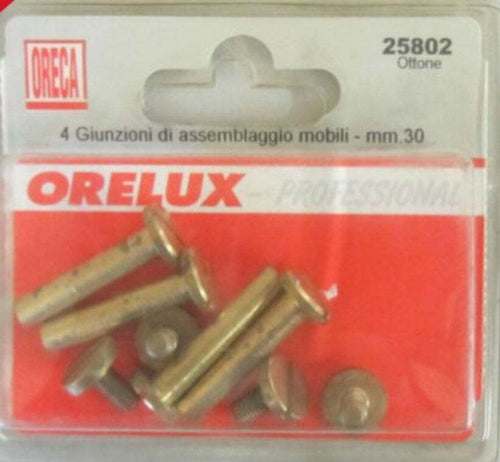 ORECA---4-GIUNZIONI-DI-ASSEMBLAGGIO-MOBILI-6X30MM---IN-OTTONE