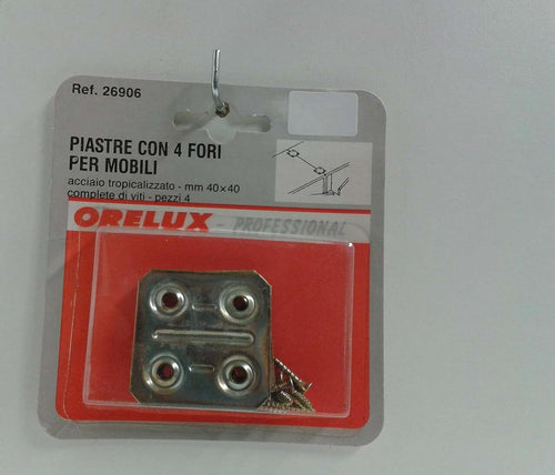 ORECA---4PZ-PIASTRE-CON-4-FORI-PER-MOBILI-40X40MM