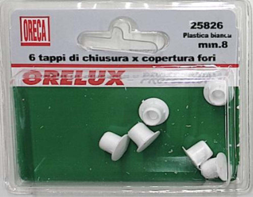 ORECA---6-TAPPI-COPRIFORO-IN-PLASTICA-BIANCA---8MM