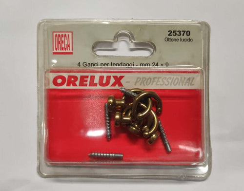 ORECA---GANCI-PER-TENDAGGI-CON-VITE-24X9MM-OTTONE-LUCIDO-PZ4