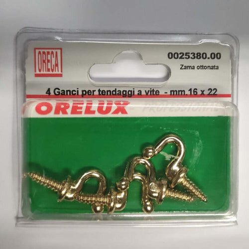 ORECA---GANCI-PER-TENDAGGI-IN-ZAMA-OTTONATA-16X22MM-4PZ