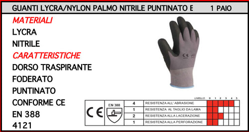 ORECA---GUANTI-LYCRA/NYLON-NITRILE-PUNTINATO-TG-9