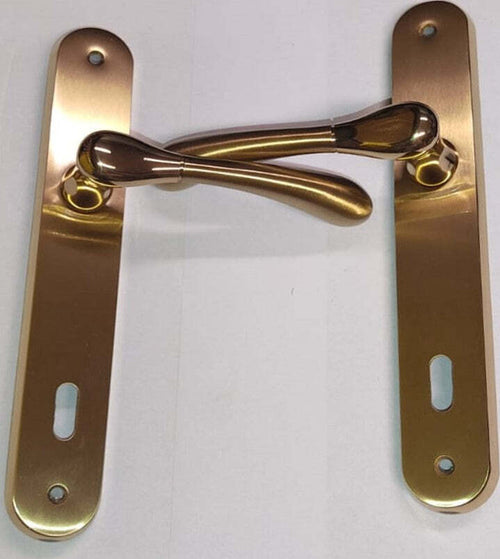 ORECA---MANIGLIA-MONOBLOCCO-SU-PLACCA-CON-FORO-PER-CHIAVE---IN-OTTONE-90MM
