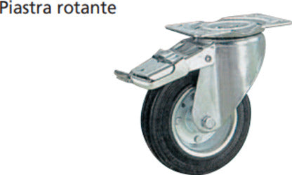 ORECA---RUOTA-GOMMATA-NERA-CON-FRENO-E-PIASTRA-ROTANTE-M100