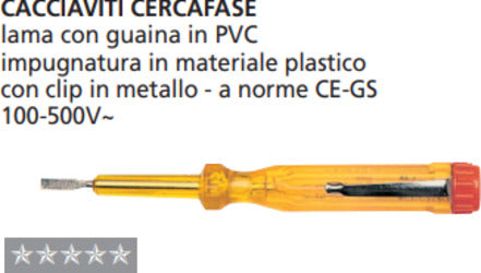 ORECA-CACCIAVITI-CERCAFASE-mm-3x45-IMPUGNATURA-IN-MATERIALE-PLASTICO-CON-CLIPS-IN-METALLO-A-NORMA-CE-GS-100-500V~