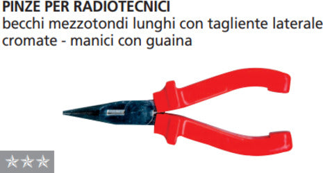 ORECA-PINZE-PER-RADIOTECNICI-BECCHI-MEZZOTONDI-LUNGHI-TAGLIENTE-LATERALE-mm-140-CROMATE