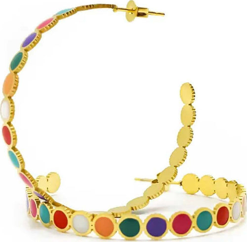 Orecchini a Cerchio Dots Da Donna Con Chiusura Farfallina Multicolore Moda/Donna/Gioielli/Orecchini Leclaf - Napoli, Commerciovirtuoso.it