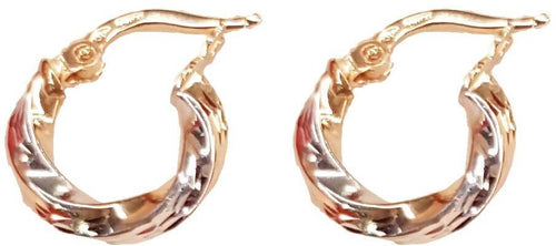 Orecchini a cerchio torchon in Oro bianco e giallo 18 Kt orecchini ad anello