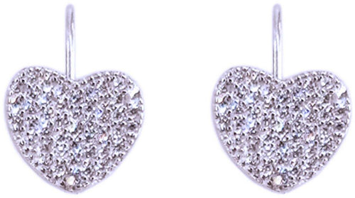 Orecchini a Cuore in Argento 925 Tempestati di Brillanti Zirconi Bianchi Orecchino Pavè Monachella a Cuore
