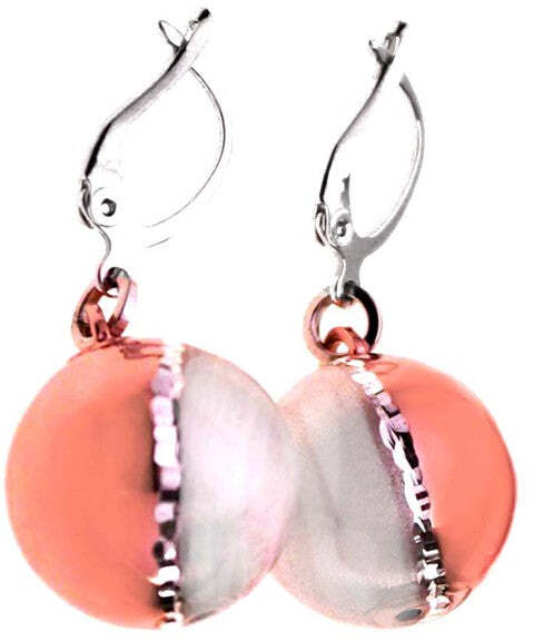 Orecchini a sfera in argento rosa e bianco