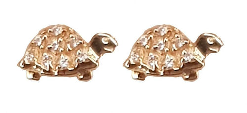 Orecchini a vite in Oro Giallo e pietre in Oro 18 Kt Tartarughe orecchini Bambina Comunione Campanella Vicenza