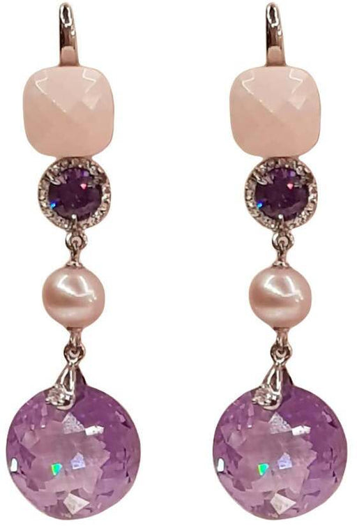 Orecchini pendenti con monachella in argento 925, perle di fiume e Orecchini pendenti con monachella in argento 925, perle di fiume e