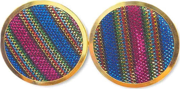 Orecchini Donna a Bottone Orecchini in Ottone E Tessuto Multicolore 4x4 Cm Nickel Free Con Chiusura a Farfallina Moda/Donna/Gioielli/Orecchini Leclaf - Napoli, Commerciovirtuoso.it
