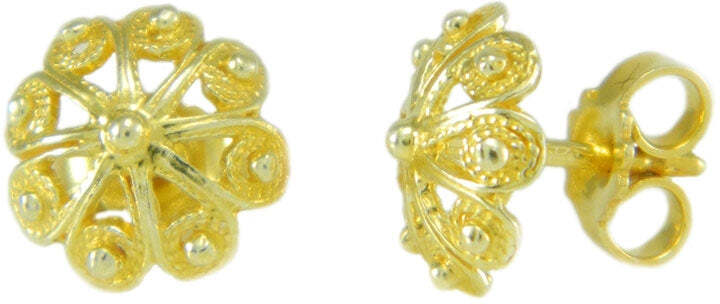 Orecchini bottone sardo iglesiente in oro giallo