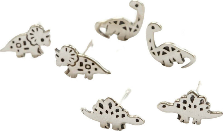 Orecchini a bottone in argento sterling a forma di Velociraptor: gioielli fatti a mano con dinosauri - Italia