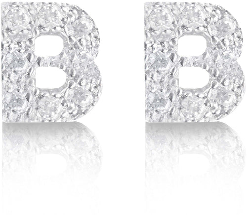 Orecchini argento 925 iniziale lettera B con zirconi
