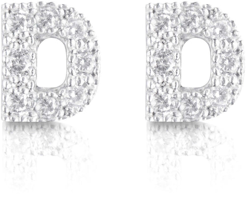 Orecchini argento 925 iniziale lettera D con zirconi