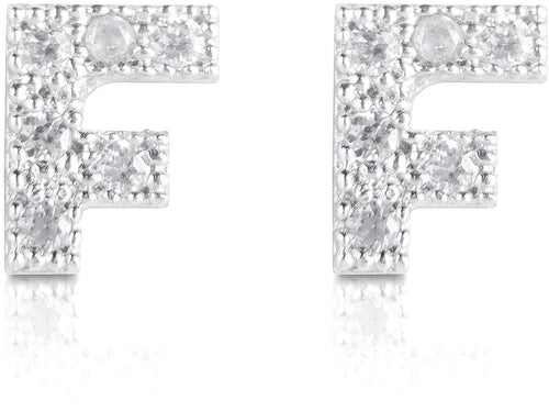 Orecchini argento 925 iniziale lettera F con zirconi