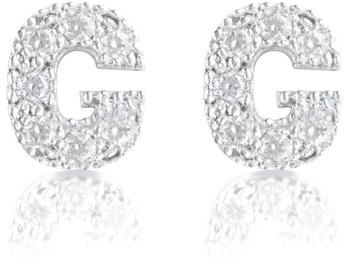 Orecchini argento 925 iniziale lettera G con zirconi