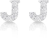 Orecchini argento 925 iniziale lettera J con zirconi