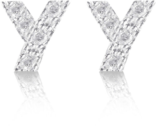 Orecchini argento 925 iniziale lettera Y con zirconi