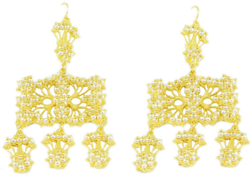 Orecchini filigrana sarda a palia campidanesi in argento dorato imperlato a mano GIOIELLO SARDEGNA