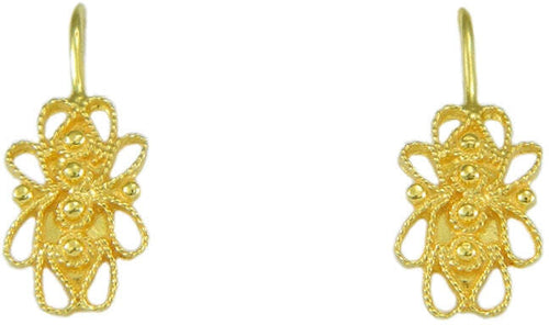 Orecchini filigrana sarda in oro giallo a amo traforati