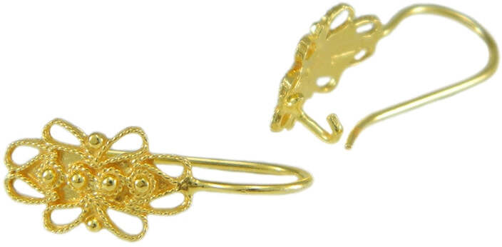 Orecchini filigrana sarda in oro giallo a amo traforati