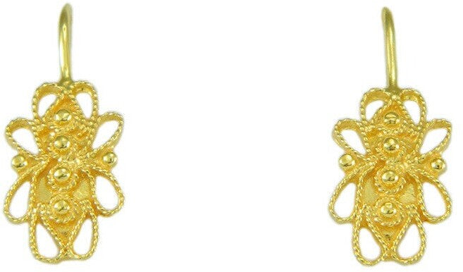 Orecchini filigrana sarda oro giallo traforati ad amo Artigianato Sardo