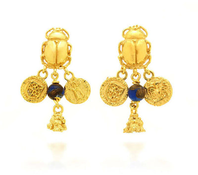 Orecchini Donna Giovanni Raspini 11377 Scarabeo Pendenti in Argento 925 Bagno D'oro