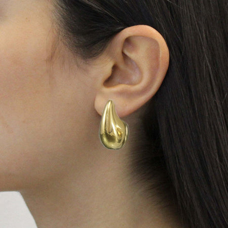 Orecchini donna grandi a goccia in argento dorato altezza 30 mm