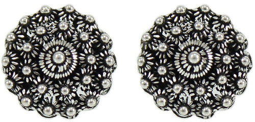 Orecchini donna in argento fiore filigrana sarda nido d'ape brunito grande